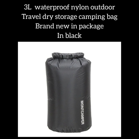 3L waterproof nylon outdoor Travel dry storage camping bag brand new in black - Picture 1 of 10